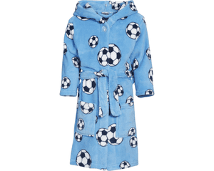 Fleece-Bademantel Fußball blau