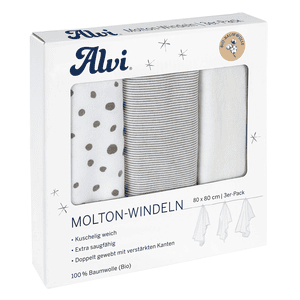 Molton-Windeln 3er Pack Aqua Dot 80 x 80 cm