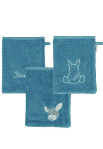 Waschhandschuhe 3er Pack Emmi graublau
