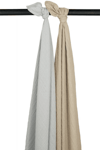 Musselin Swaddle 2er-Pack Uni Grey/Sand