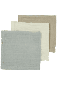 Musselin Spucktücher 3er-Pack Uni Offwhite/Light Grey/Toffee
