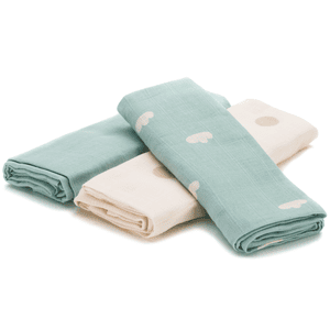 Musselin-Mullwindel 3er Pack Punkte 75 x 75 cm