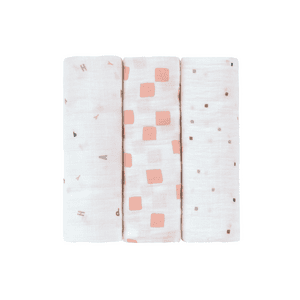 Swaddle & Burp 3er-Pack Mulltücher L Happy Furits peach