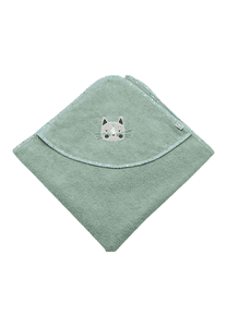 Kapuzen-Badetuch 80 x 80 cm Katze Lilly steingrün