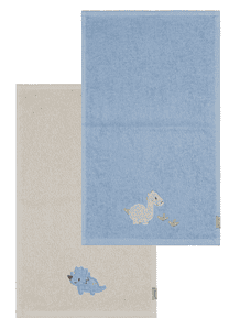 Kinderhandtuch Doppelpack 50 x 30 cm Dino Rexi blau