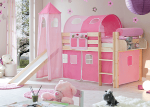 Rutschbett Kasper Kiefer Natur rosa - pink mit Turm