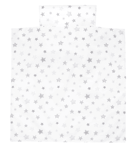 Bettwäsche 80 x 80 cm, Sterne silbergrau Exklusiv