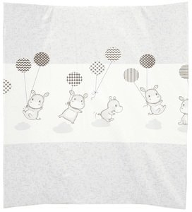 Wickelauflage 2stg. Keil Folie Hippo silber 68 x 60 cm