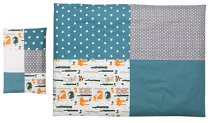 Kinder Bettwäsche-Set Waldtiere Petrol 135 x 100 cm + 40 x 60 cm