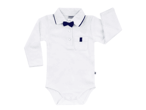 Bodyhemd langarm mit abnehmbarer Fliege weiß/marine