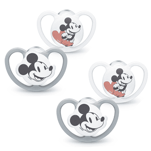 Schnuller Space Disney Mickey 18-36 Monate, 4 Stk. in grau/weiß