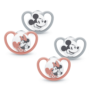 Schnuller Space Disney Mickey 18-36 Monate, 4 Stk. in grau/rot