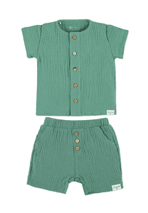 Set Shirt mit kurzer Hose dunkelgrün
