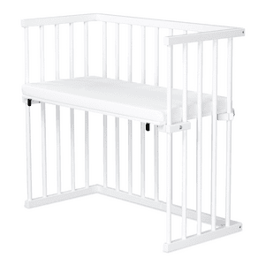 Beistellbett Buche weiß lackiert inkl. Matratze Prime