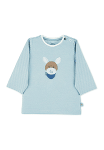 Langarm-Shirt gestreift hellblau