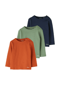 Langarmshirt 3er Pack orange/grün/blau