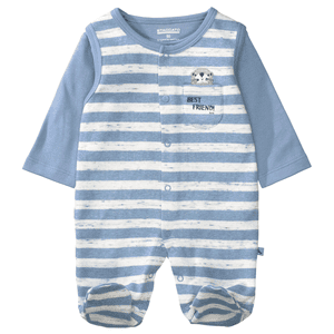 Strampler+Shirt sea blue gestreift