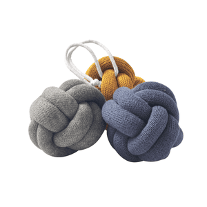 Baby Gym Knoten Set, Blau-Grau-Curry Gelb