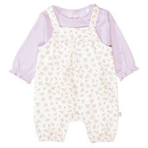 Strampler+Shirt pearl white gemustert