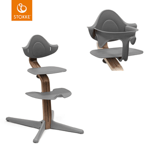 Nomi Hochstuhl Walnuss / grau + Baby Set grau