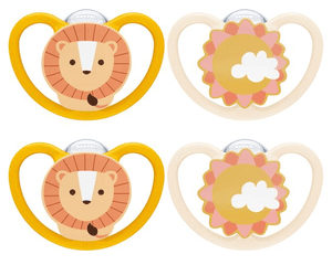 Schnuller Space Silikon Gr. 2, Löwe/Sonne 4 Stück