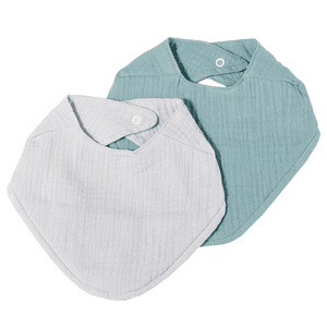 Musselin Lätzchen-Set Grau & Mint