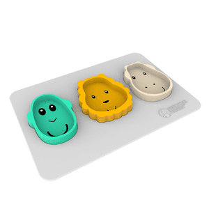 Anti-Rutsch-Matte mit 3 Snacktellern