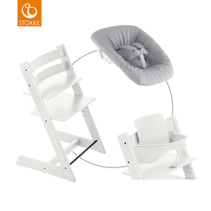 Mega Tripp Trapp Set Hochstuhl Buche weiß inkl. Newborn Set Grey und Baby Set V2 weiß
