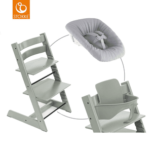 Mega Tripp Trapp Set Hochstuhl Buche Glacier Green inkl. Newborn Set Grey und Baby Set V2 Glacier Green