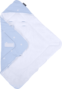 Wickeldecke Musselin Blume blau weiß