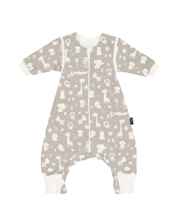 Sleep-Overall mit abnehmbaren Ärmeln Zootiere taupe