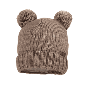 Mütze Pompons braunmeliert