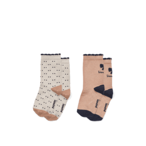 Azenore Socken 2er-Pack bow tuscany rose/double dots mix