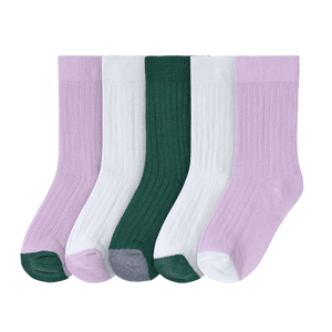 Kinder Socken 5er Pack Little Gang lila weiß grün