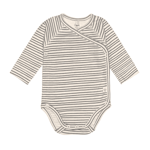 Baby Wickelbody langarm Streifen grau