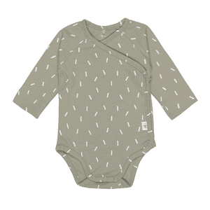Baby Wickelbody langarm Striche Oliv