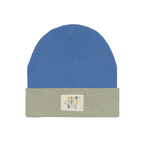 Beanie GOTS  blue/light khaki