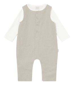 Musselin Strampler Set solmig beige