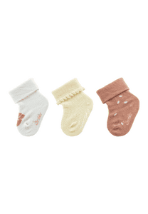 Baby-Söckchen 3er-Pack Blüte ecru