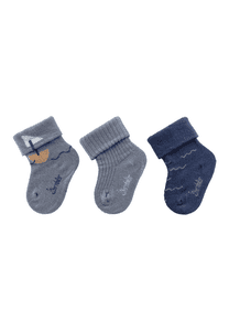 Baby-Söckchen 3er-Pack Boot graublau