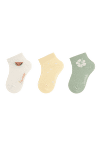 Socken 3er-Pack Melone ecru