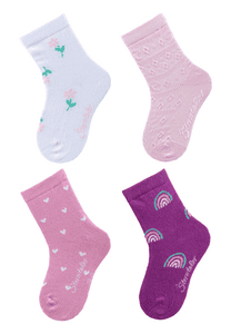Socken 4er-Pack Blumen weiß