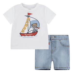Levi's T-Shirt + Short Set weiß