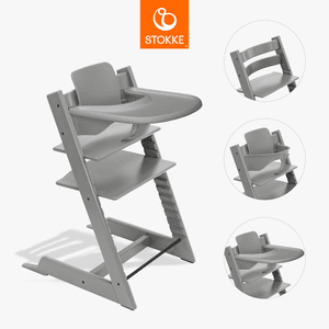 Tripp Trapp Hochstuhl Buche Storm Grey inkl. Tray Storm Grey und Baby Set V2 Storm Grey