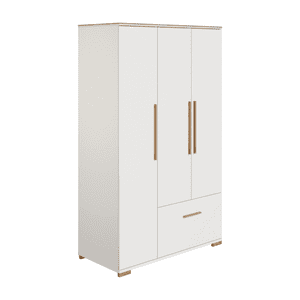 Kleiderschrank ENIE 3 Türen, 1 Schublade, Off-White/Eiche-Montana