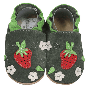 Krabbelschuhe Erdbeere oliv