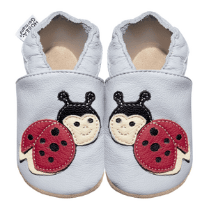 Krabbelschuhe Marienkäfer grau