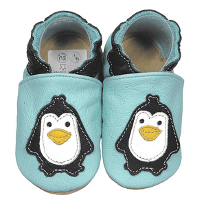 Krabbelschuhe Pinguin hellblau