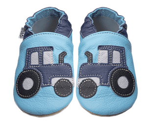 Krabbelschuhe Traktor blau