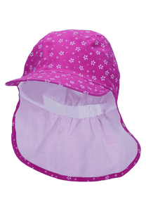 Schirmmütze mit Nackenschutz Blumen pink